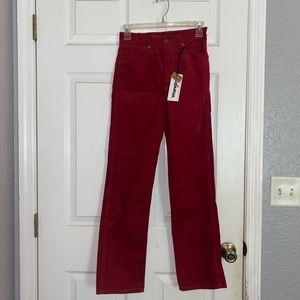 NWT Red Corduroy Wrangler Heritage Straight Leg Pants